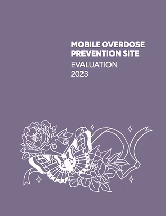 Mobile Overdose Prevention Site Evaluation 2023 cover with floral design.