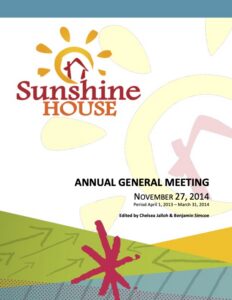 Sunshine House Annual General Meeting November 27, 2014 report cover.