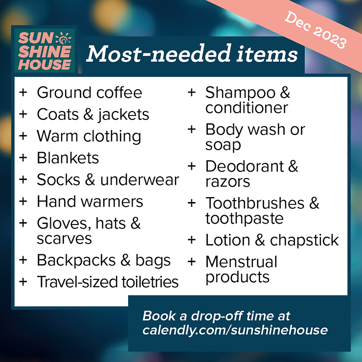 Most-needed Items for December 2023