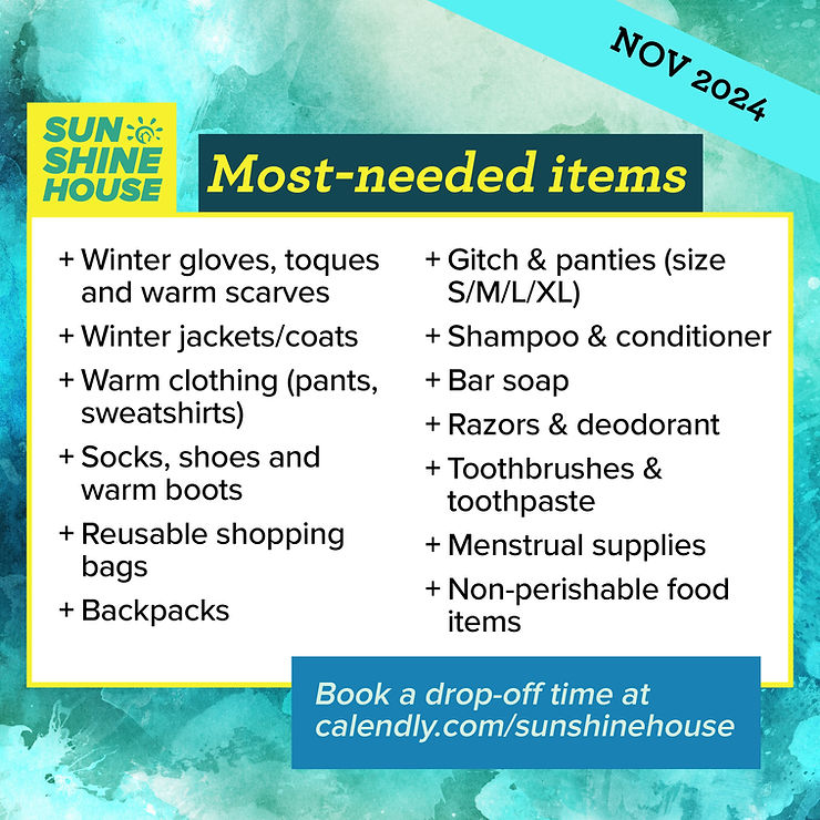 Most-Needed Items for November, 2024
