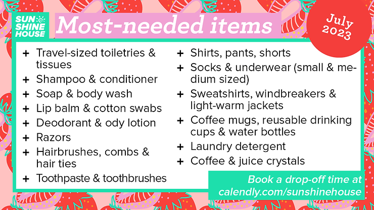 Most-needed items for July 2023