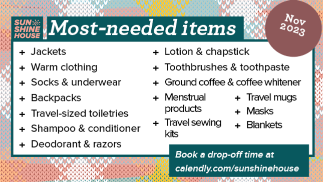 Most-needed items for November 2023